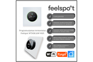 Programuojamas termostatas Feelspot WTH08.16W WiFi, baltas, Tuya, Smart Life Programuojamas termostatas Feelspot WTH08.16W WiFi, baltas, Tuya, Smart Life